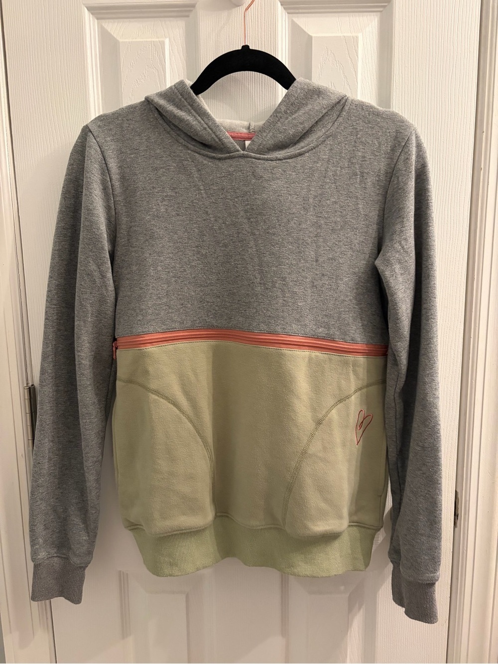 Latched Mama Pullover Hoodie - Olive Green & Gray XXS